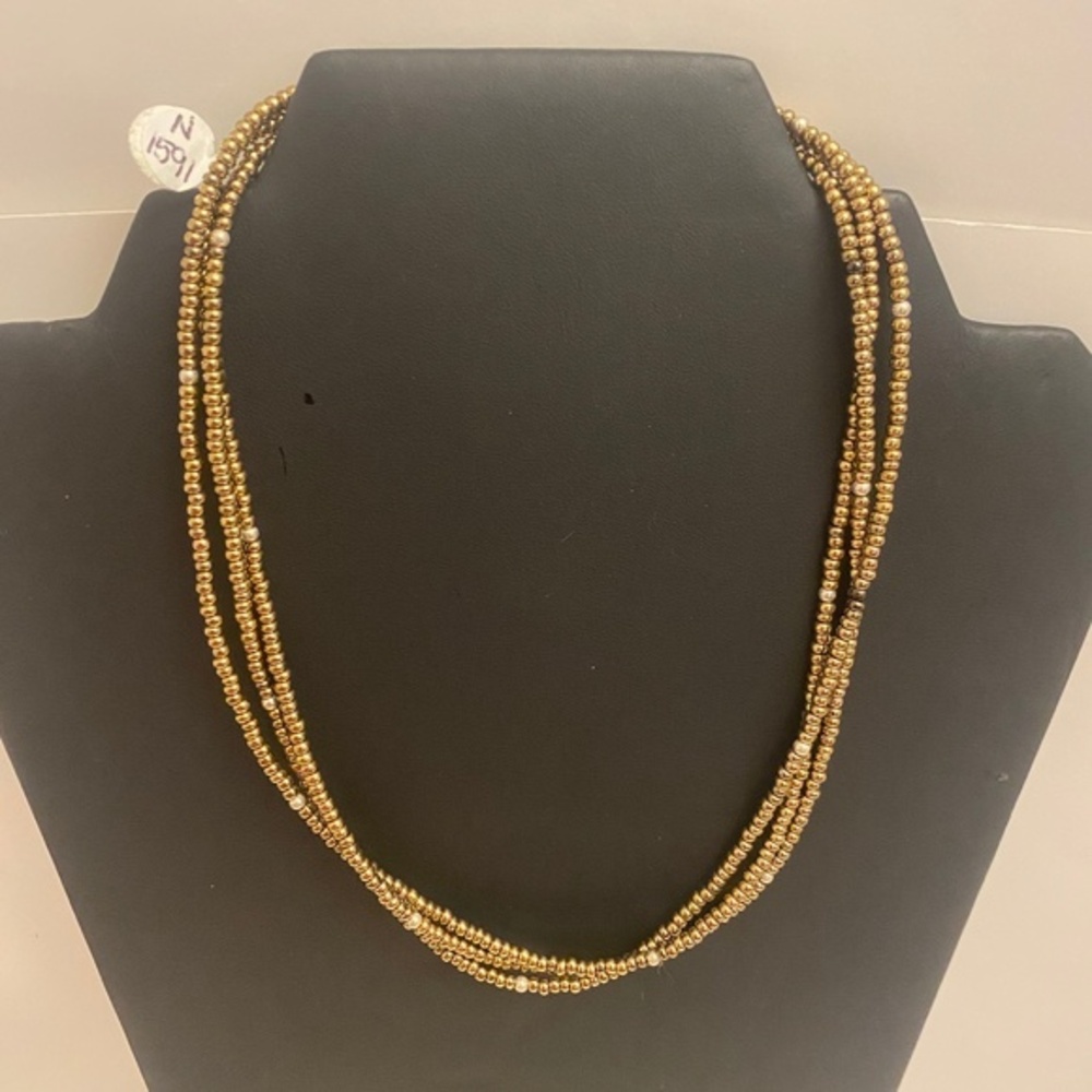 Silpada Three Strand Gold Seed Bead Necklace. Retired 18" Necklace N1591
